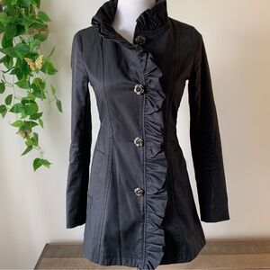 Betsey Johnson Ruffle Edge Jacket black coat XL